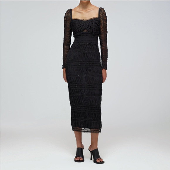 Self Portrait dot mesh midi dress - Picture 1 of 5